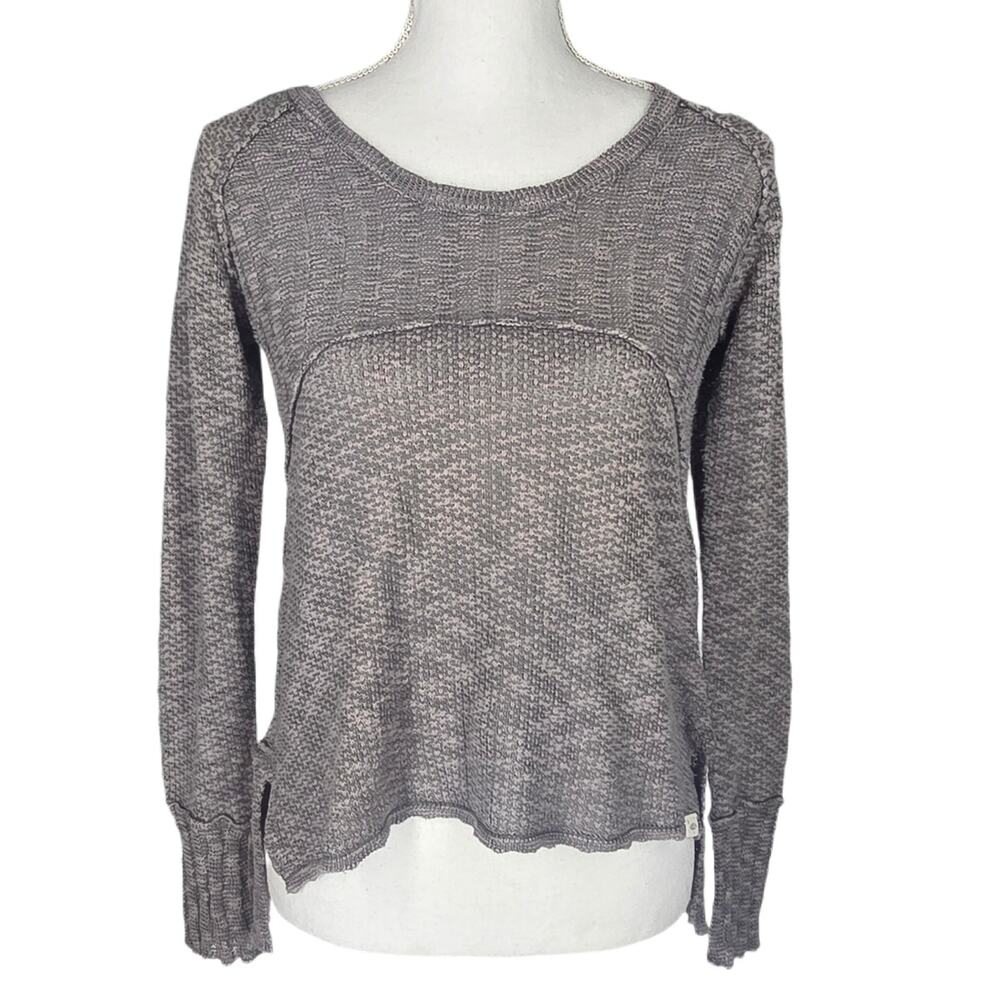 RIP CURL WOMENS GRAY TEXTURED KNIT LONG SLEEVE SWEATER - SIZE XS - LIGHTWEIGHT